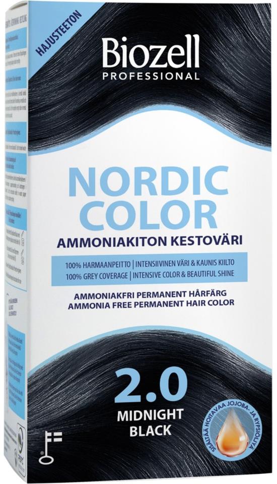 Biozell Nordic Color Permanent Hair Color Midnight Black 2.0 2 x 60 ml