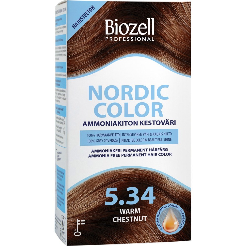 Bilde av Biozell Nordic Color Permanent Hair Color Warm Chestnut 5.34