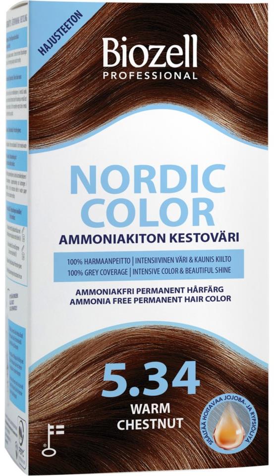 Biozell Nordic Color Permanent Hair Color Warm Chestnut 5.34 2 x 60 ml