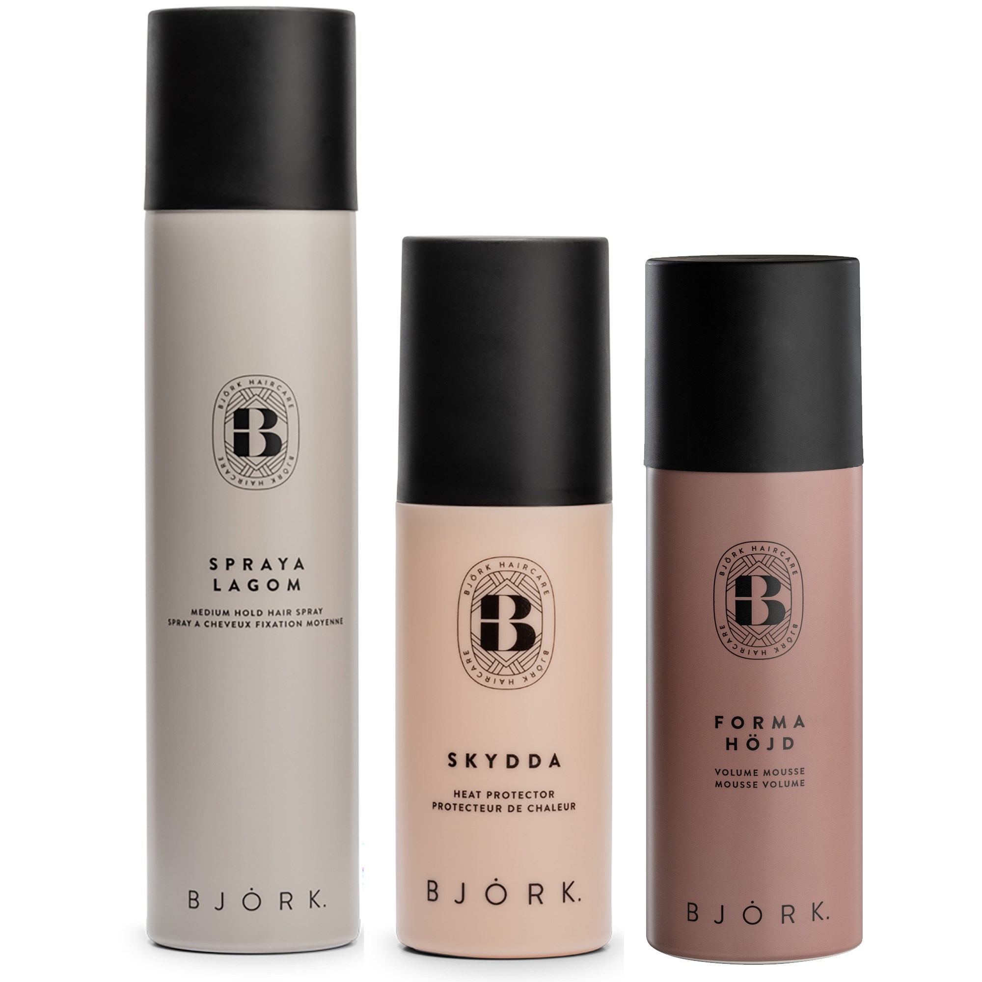 Björk Styling Bundle Hairspray 300 ml & Volume Mousse 200 ml & He