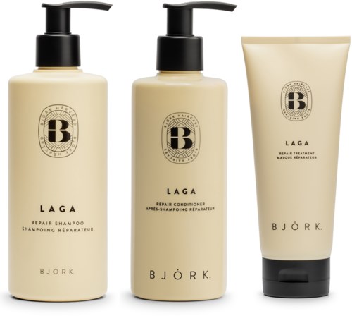Björk LAGA Bundle Shampoo 300 ml & Conditioner 250 ml & Repair Treatment 200 ml