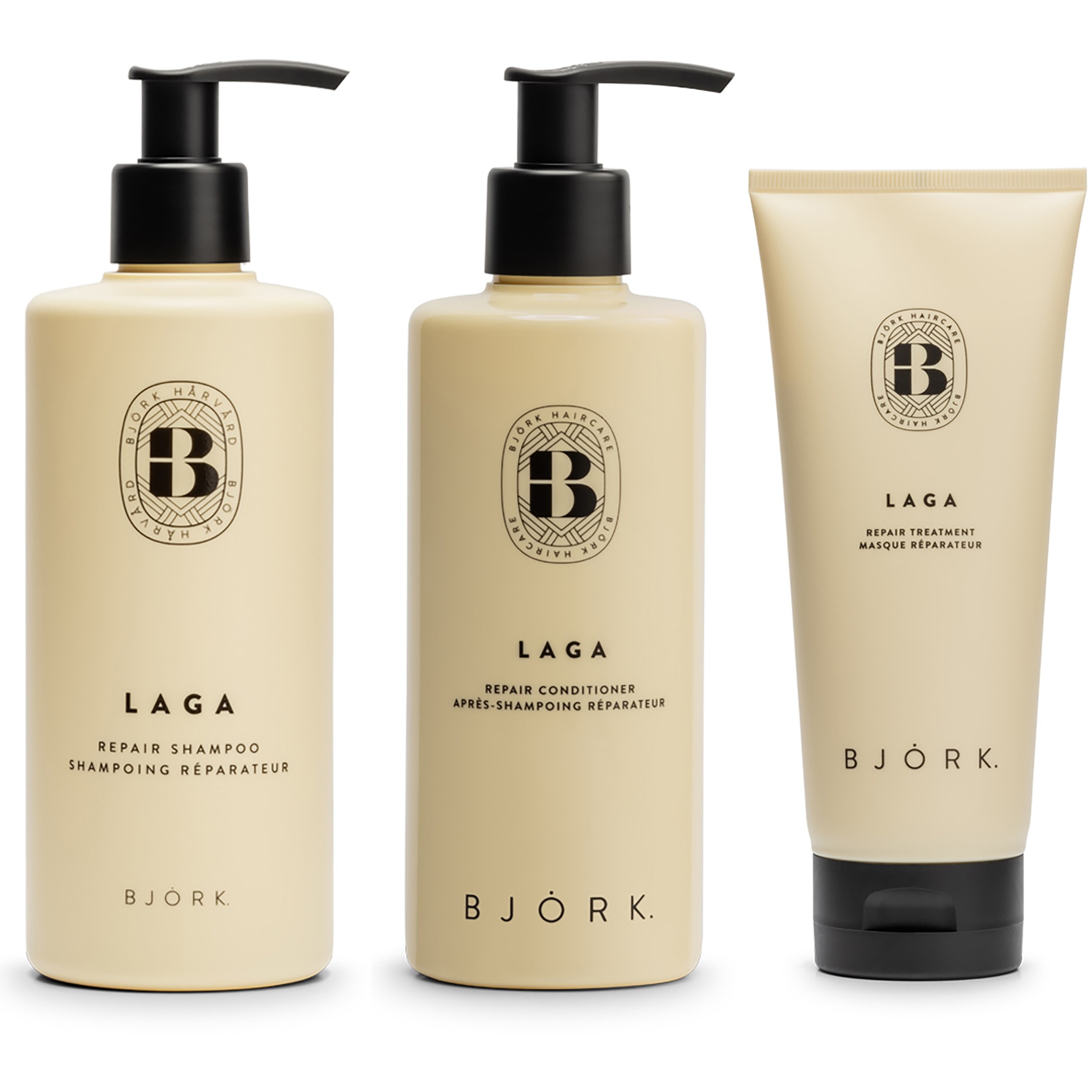 Björk LAGA Bundle Shampoo 300 ml & Conditioner 250 ml & Repair Tr