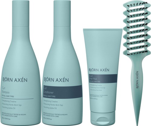 Björn Axén Curl Bundle Shampoo 250 ml & Conditioner 250 ml & Hair Mask 200 ml & Curl Brush