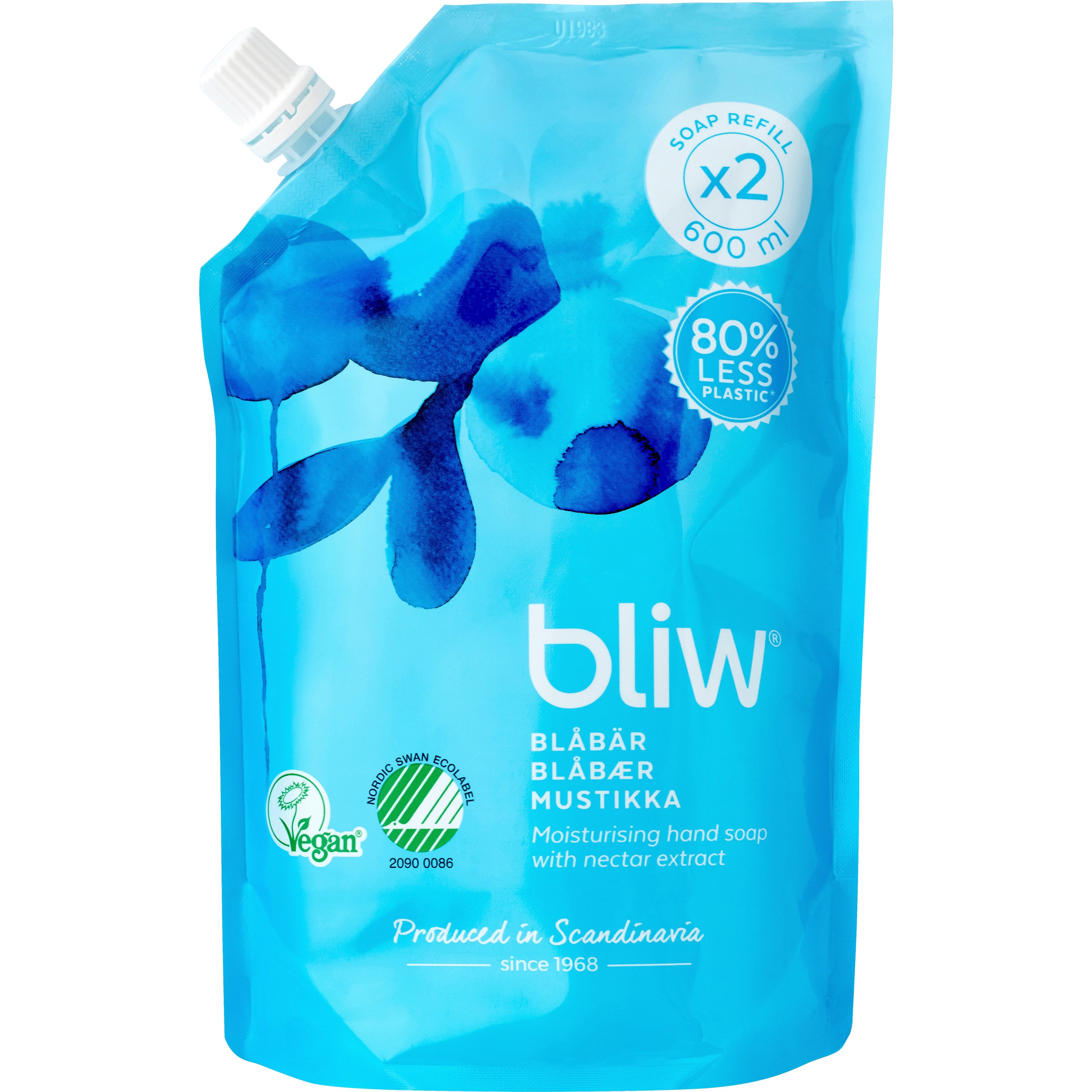 Bliw Blåbær Moisturising Soap Refill 600 ml