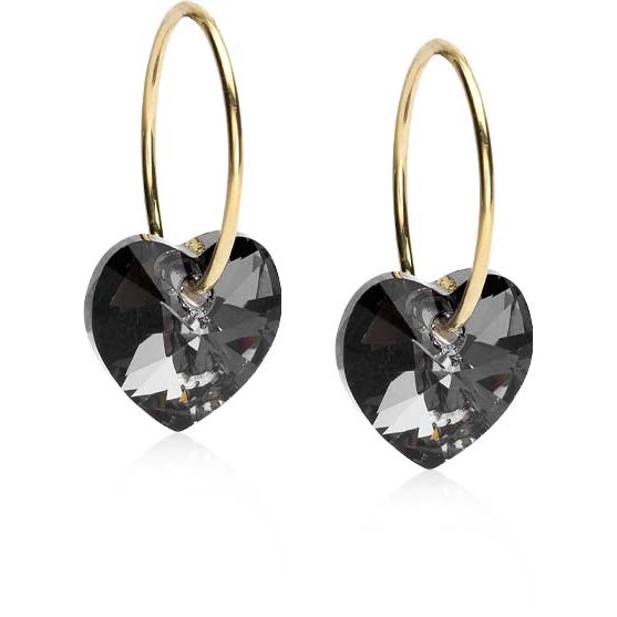 Blomdahl Golden Titanium Ear Ring 14 mm, Heart 10 mm, Rainbow Bla