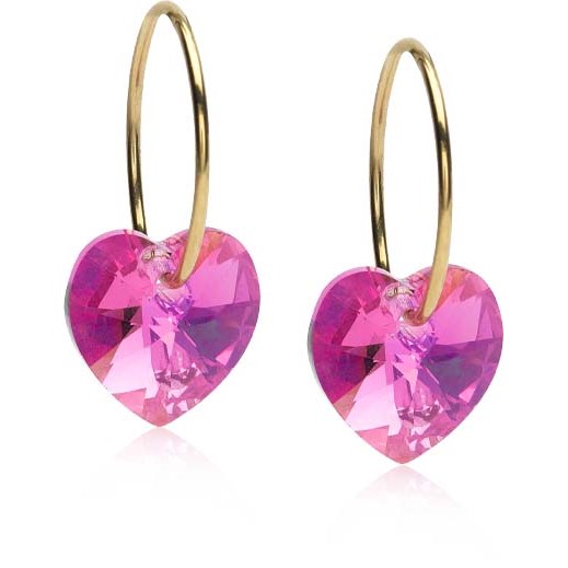 Blomdahl Golden Titanium Ear Ring 14 mm, Heart 10 mm, Rainbow Ros