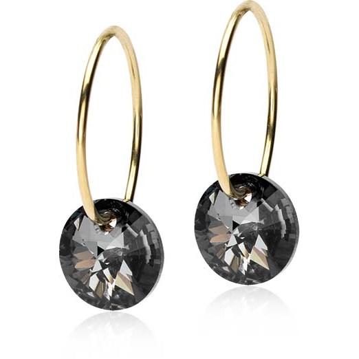 Blomdahl Golden Titanium Ear Ring 14 mm, Round 8 mm Black diamond