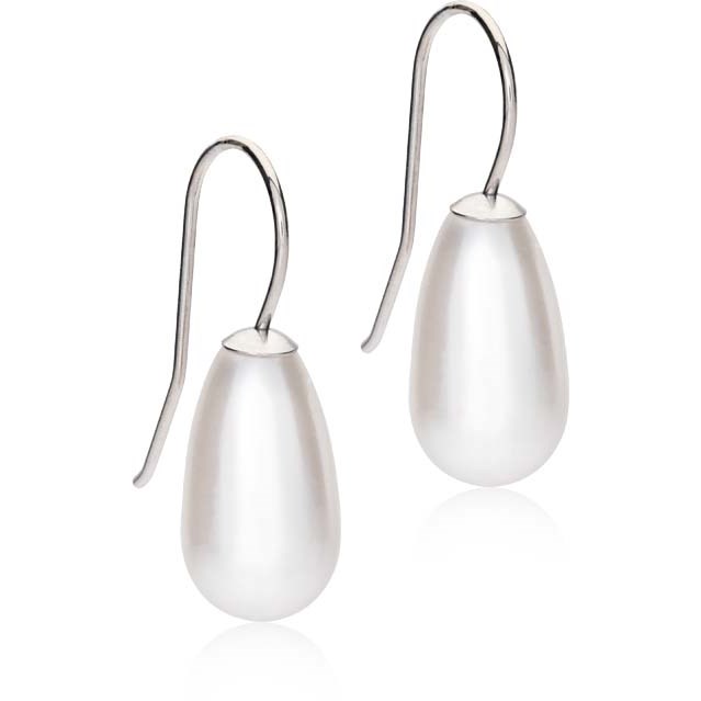 Blomdahl Natural Titanium Penda Pearl Drop 15 mm White