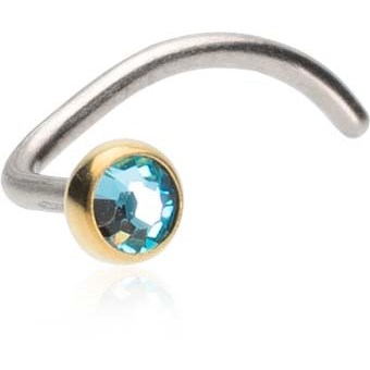 Blomdahl Silver Titanium Bezel 3 mm Aquamarine