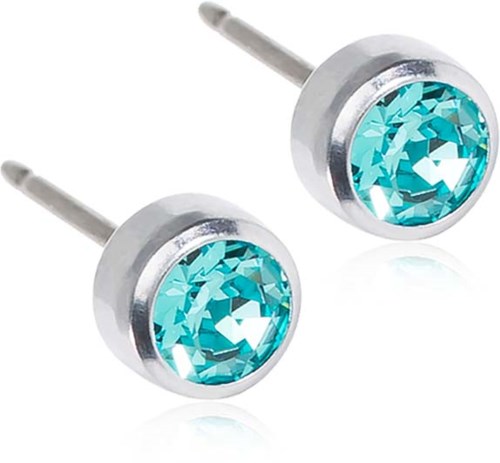Blomdahl Silver Titanium Bezel 5 mm Turquoise