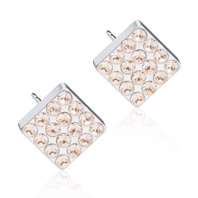 Blomdahl Silver Titanium Brilliance Square 8mm Golden Rose