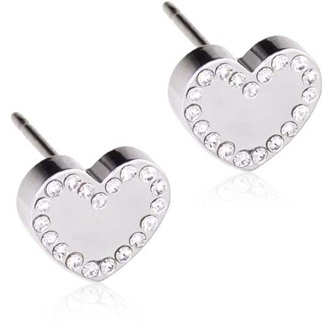 Blomdahl Silver Titanium Brilliance Sweetheart 8 mm, Crystal