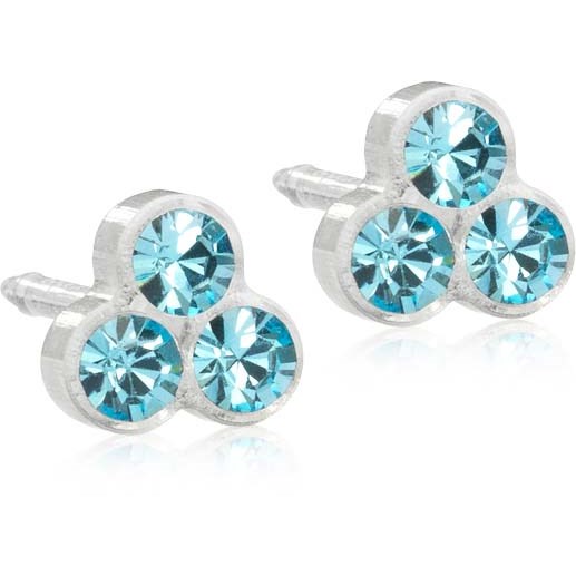 Blomdahl Medical Plastic Clover 6 mm Aquamarine