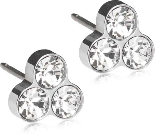 Blomdahl Silver Titanium Clover 8 mm Crystal