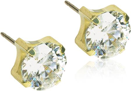 Blomdahl Golden Titanium Tiffany CZ White 4 mm