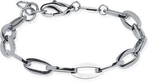 Ein Silberschmuckarmband mit großen Gliedern und Verschluss.