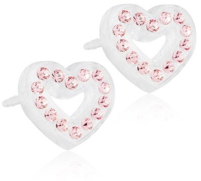 To hjerteformede objekter pyntet med rosa edelstener, ser blanke og søte ut.