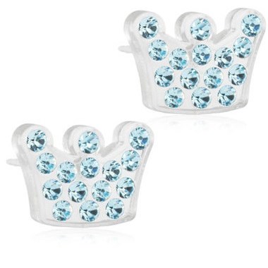 Blomdahl Medical Plastic  Brilliance Princess 9mm aquamarine