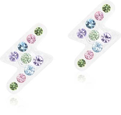 Assorted colorful rhinestones in pastel shades arranged in zigzag shapes.