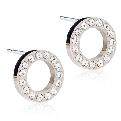 Blomdahl Natural Titanium Brilliance Puck 10mm Hallow Crystal