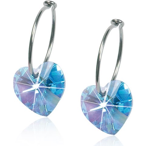 Blomdahl Natural Titanium Heart Sleeper 14mm Aquamarine