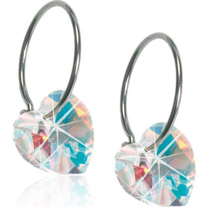 Blomdahl Natural Titanium Heart Sleeper 14mm Rainbow