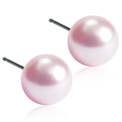 Blomdahl Natural Titanium Light Rose Pearl 6 mm