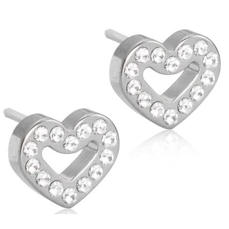 Blomdahl Ørestikker Brilliance Heart Hollow 8 mm Crystal