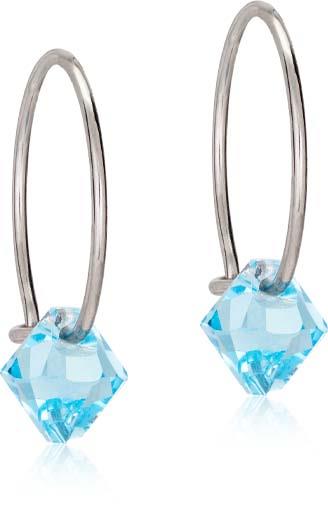 Blomdahl NT Ear Ring 14 mm, Bicone 6 mm Aquamarine