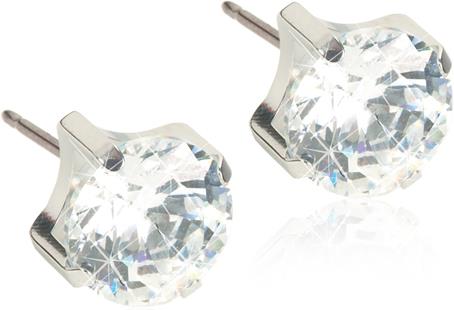 Blomdahl Silver Titanium Tiffany CZ White 7 mm