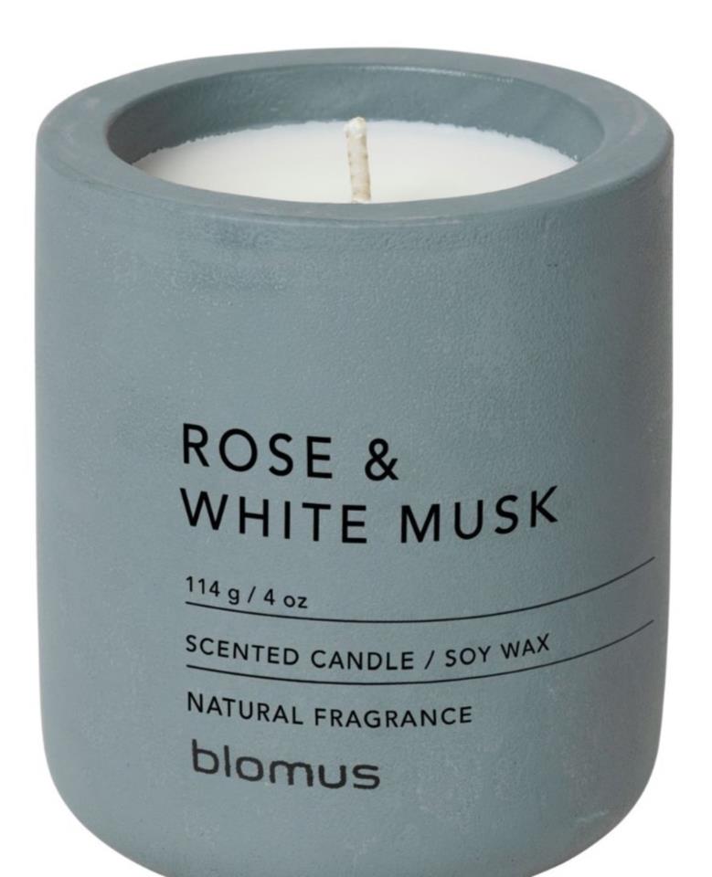 blomus Scented Candle Flintstone Rose White Musk 114 g