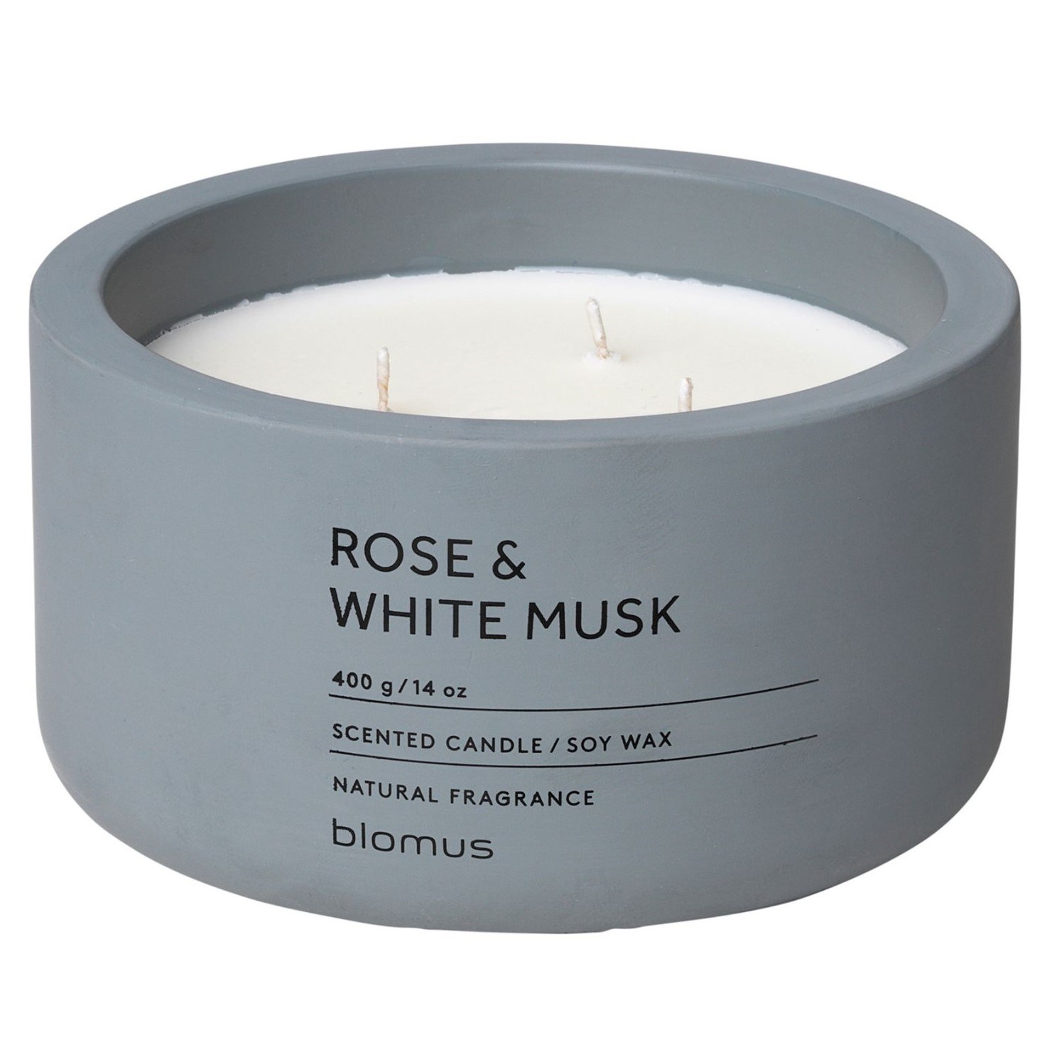 Läs mer om blomus Scented Candle Flintstone Rose White Musk 400 g