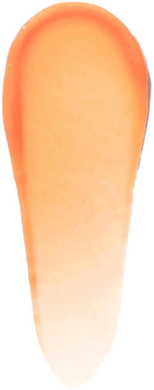En pensel med ljus orange och vita borst, formad som en tårdropp.