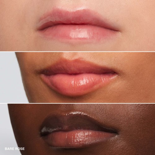 Drie lippen met verschillende huidtinten en lipstickkleuren, van natuurlijk tot donker. Ongehulde lippen bovenaan.