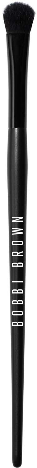 Schwarzer Make-up-Pinsel mit runder, flauschiger Spitze und dem Namen Bobbi Brown auf dem Griff.