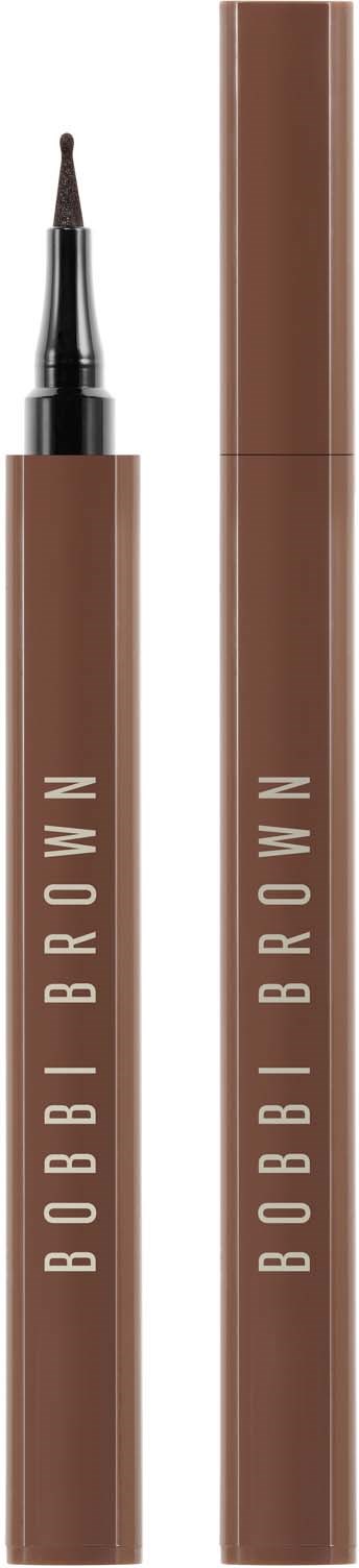 En brun Bobbi Brown läppenna med lock, med locket borttaget för att visa pennans spets.