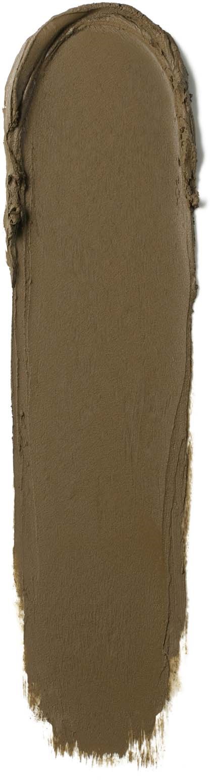 A brownish paint smear in a vertical, elongated shape with rough edges.