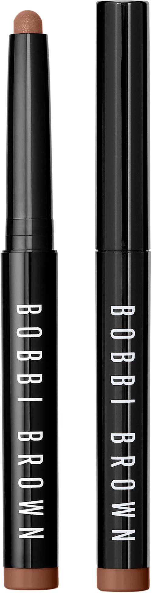 Ołówek do ust Bobbi Brown, z jednym ostrym końcem, pokazuje naturalny kolor ust. Ołówek jest czarny z białym napisem.