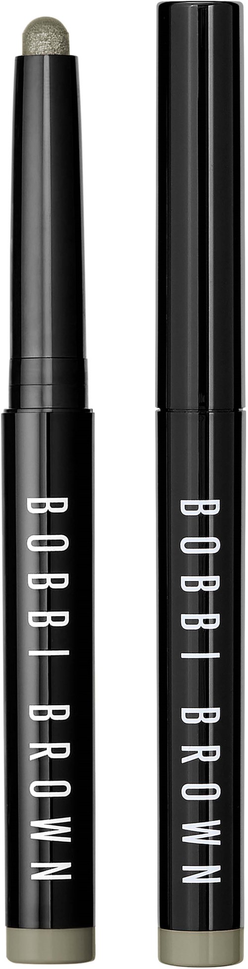 Ein schwarzer Makeup-Stift mit 'BOBBI BROWN' und offener Ende, zeigt einen beige Schwammapplikator.