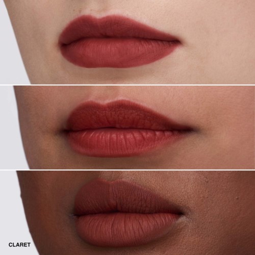 Three close-up images of lips showing different shades of lipstick or lip color. 