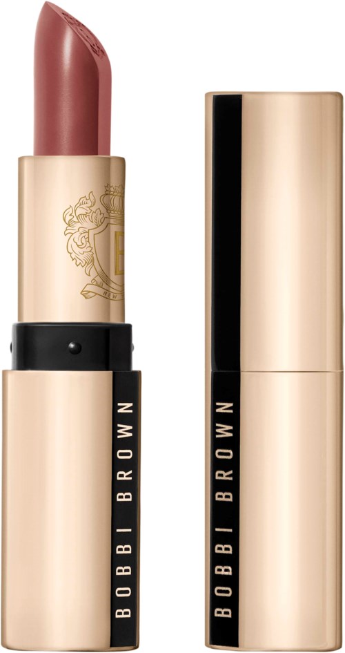 bilden visar ett Bobbi Brown läppstift med ett beige och svart skal, läppennan är en rosa-beige nyans.