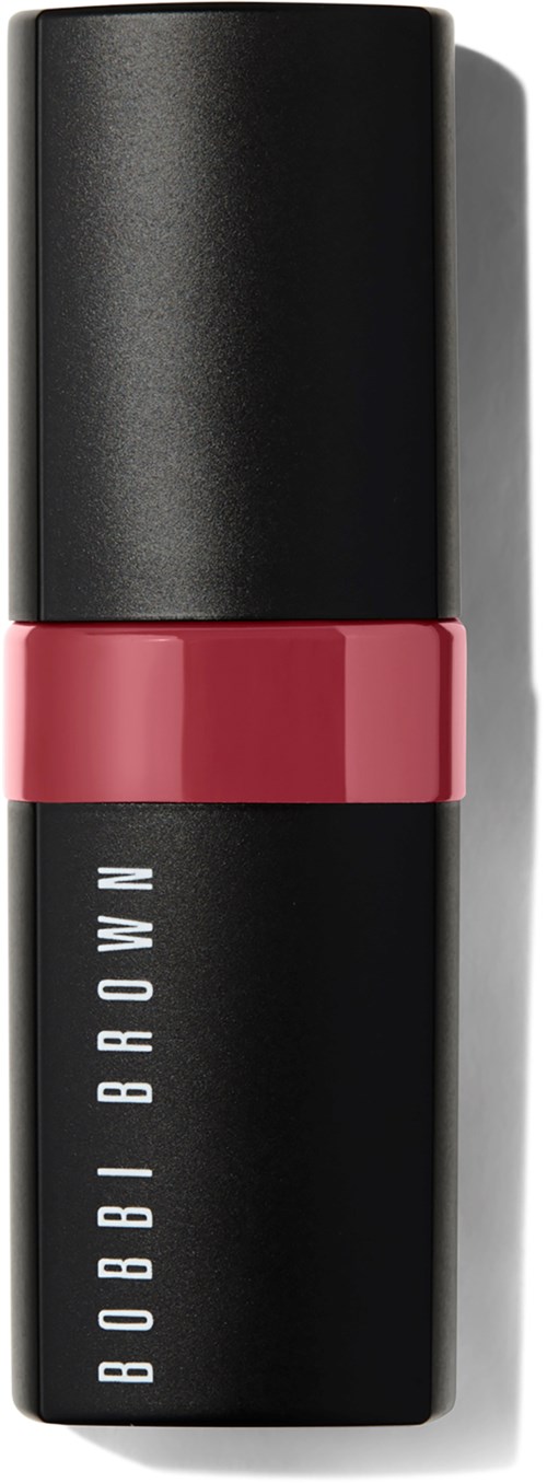 En svart läppstiftspenna med en rosa band och vit text som lyder 'BOBBI BROWN' på tuben.