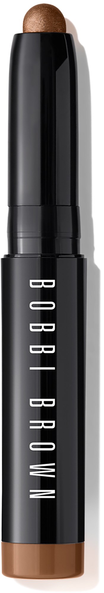 En svart penna med en brun spets, märkt 'BOBBI BROWN' i vita bokstäver, ser ut som en makeupprodukt.