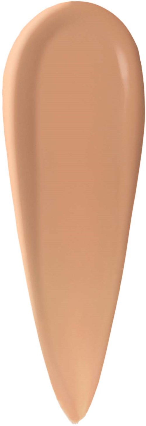 A beige liquid foundation swatch on a white background.