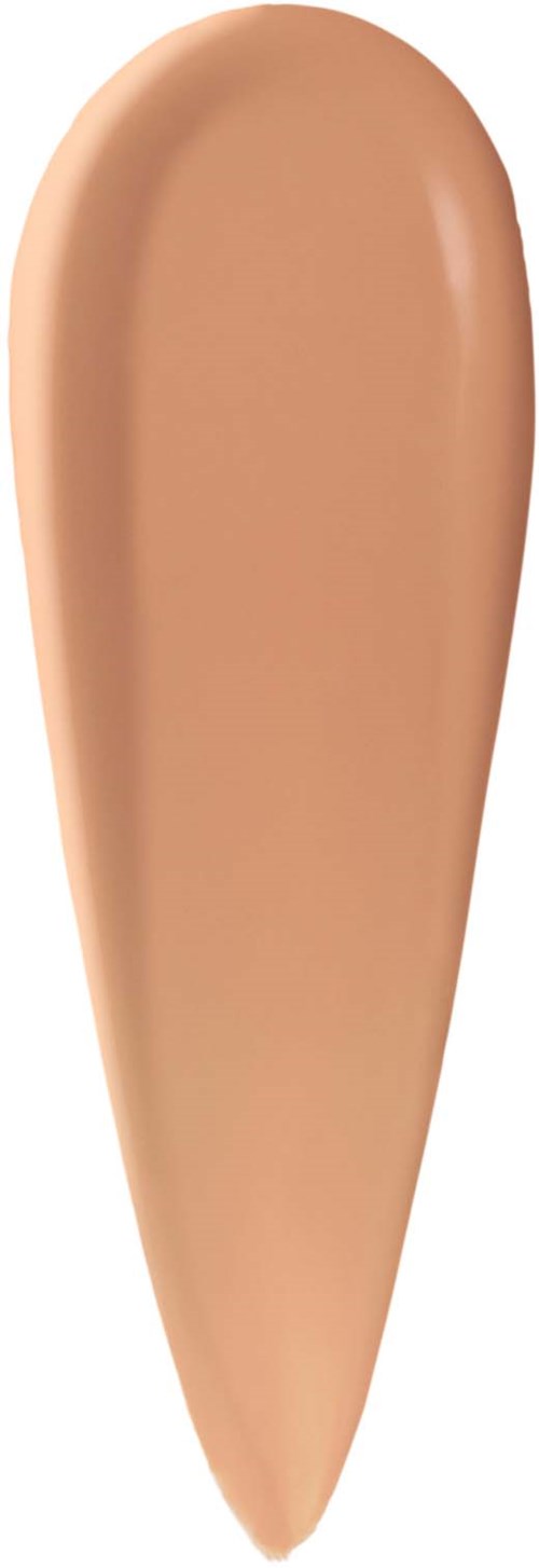 A beige liquid foundation swatch on a white background.