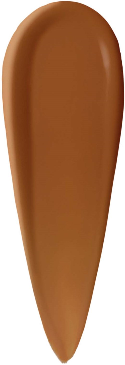 Swatch of warm brown liquid foundation or concealer with a smooth, creamy texture.