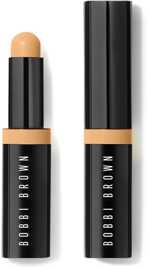 Schwarzer Lippenstift mit beigem Lippenstift und separatem schwarzen Deckel. Das Röhrchen trägt die Schrift 'BOBBI BROWN'.