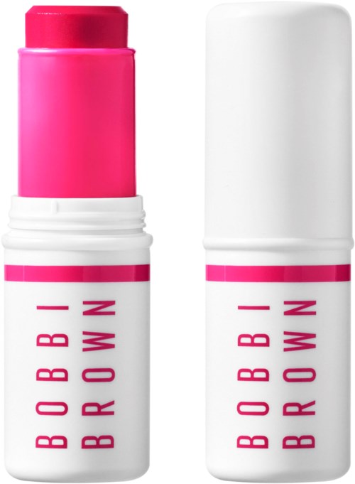 En rosa leppestift i en hvit og rosa beholder med merkevaren Bobbi Brown skrevet på den.