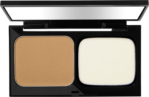 Makeup-Palette mit braunen und beigen Tönen in einer schwarzen Dose.