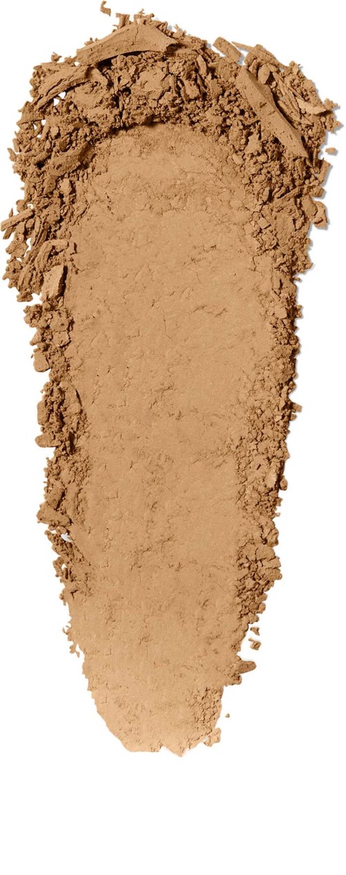 Puderförd beige Make-up-Produkt, verteilt mit unregelmäßigen Rändern und einem kleinen Hügel oben.